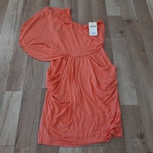 Mudd One Shoulder Drape Dress Coral